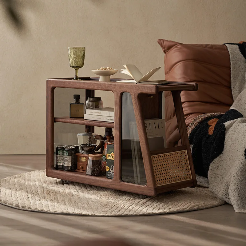 Solid wood sofa side, trolley sofa side cabinet side cabinet