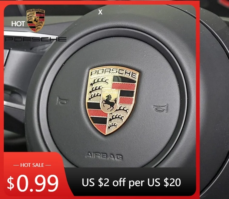 

Car Sticker For Porsche Cayman Cayenne 911 Macan Car steering wheel center cover replacement badge modification accessory stick