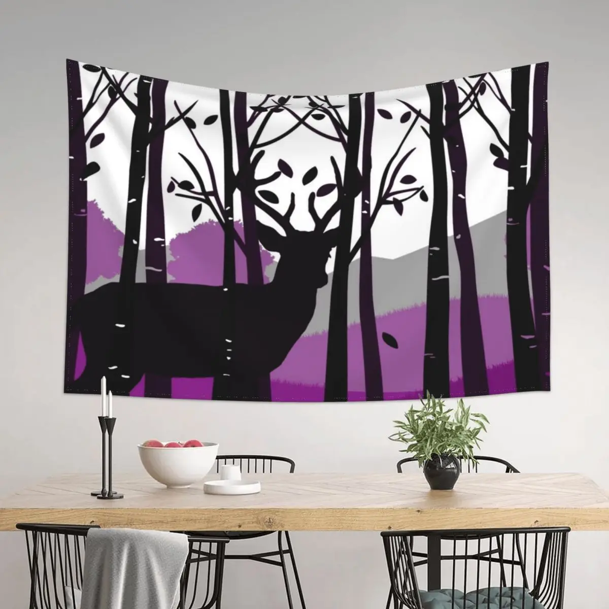 

Ace Pride Deer and Woods Silhouette Tapestry Wall Hangings Decoration Decoration For Bedroom Tapestry