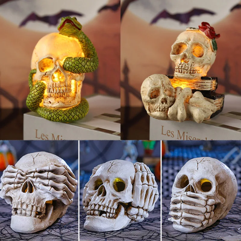 Halloween Skeletons Ghost Figure LED Horror Skull Light Party Ornament Candles Pumpkin Party Happy Halloween Home Decorations