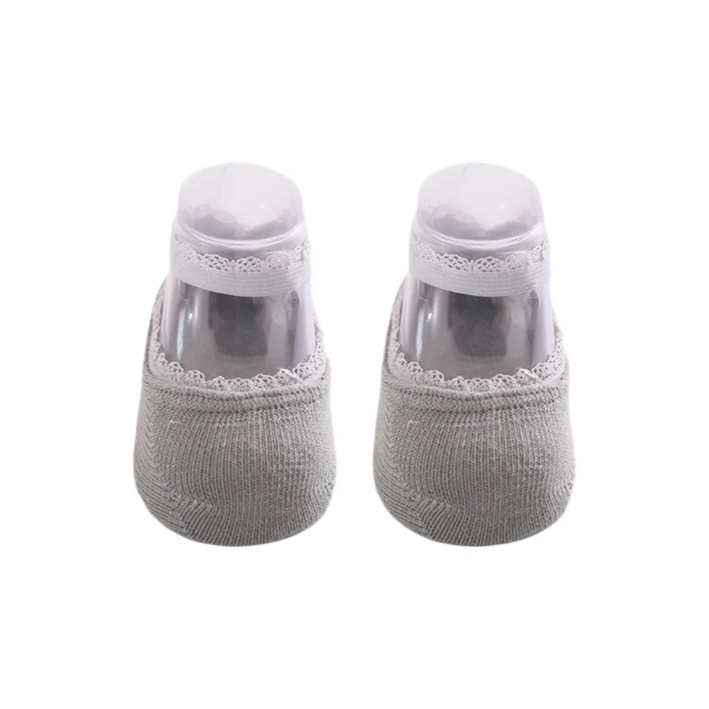 New Solid Color Infant Lace Socks Soft Cotton Breathable Newborn Socks Rubber Soles Solid Baby Socks For Newborns