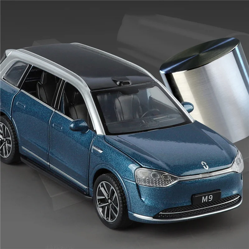 1:32 AITO M9 SUV Liga Nova Energia Modelo de Carro Diecasts Metal Luxy Veículos Modelo de Carro Simulação de Som e Luz Brinquedo para Crianças Presente