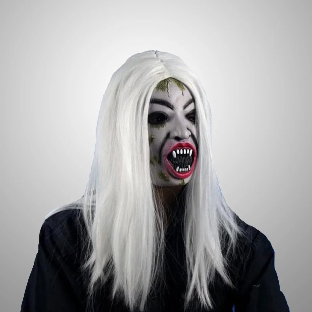 

Halloween Long White Straight Ghost Costume Party Cosplay Masquerade Sadako Creepy Unisex Prank Cuttable For Men