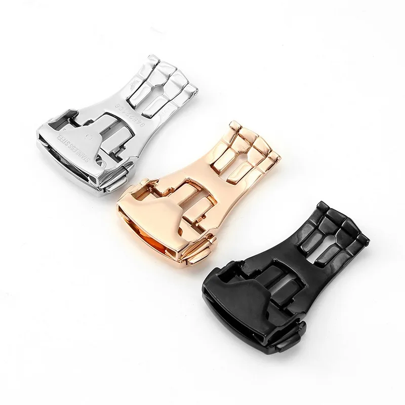 316L Steel Watch Band Buckle for Omega Strap Clasp 16mm 18mm 20mm Button Double Press Folding Butterfly Buckles Accessories