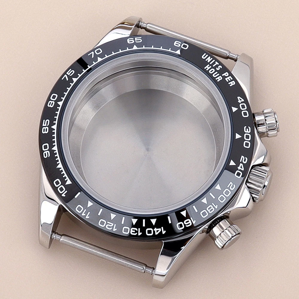

39mm Silver/Gold Watch Case Stainless Steel Sapphire Glass For Daytona VK63 Watch Automatic Movement Accessory Parts 29.5mm Dial