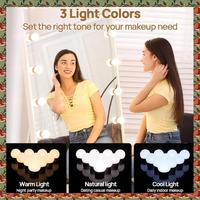 LED Vanity Lights For Mirror USB Vanity Lights With 10 Dimmable Bulbs Adjustable 3 Color Makeup Mirror Might Bulb