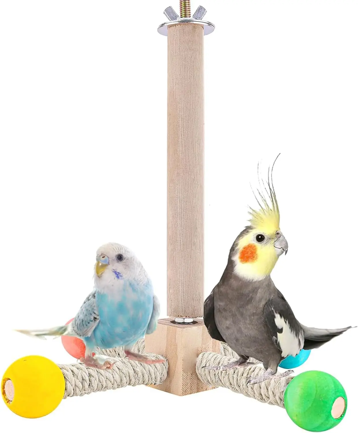 

Bird Perch Toy,360°Interactive Parakeet Toys Parakeet Rotating Wooden Stand Toy for Small Medium Parrots Cockatiels Lovebirds Co