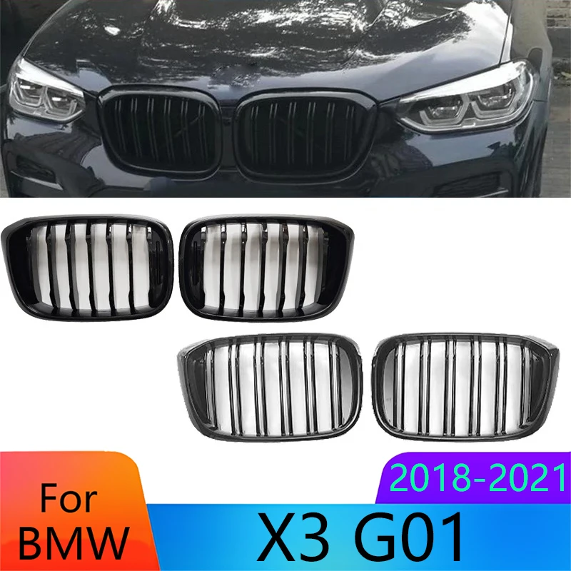 

Для BMW X3 G01 X4 G02 2018-2021 Передняя решетка почек Высококачественная глянцевая черная сетчатая решетка M Performance Style Простая установка