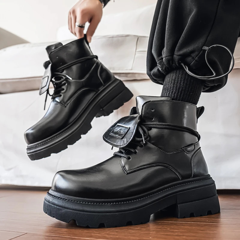 أحذية ديربي للرجال لخريف وشتاء 2025: أحذية ذات نعل سميك لزيادة الارتفاع ورأس كبير ونعل سميك عالي الجودة. #4