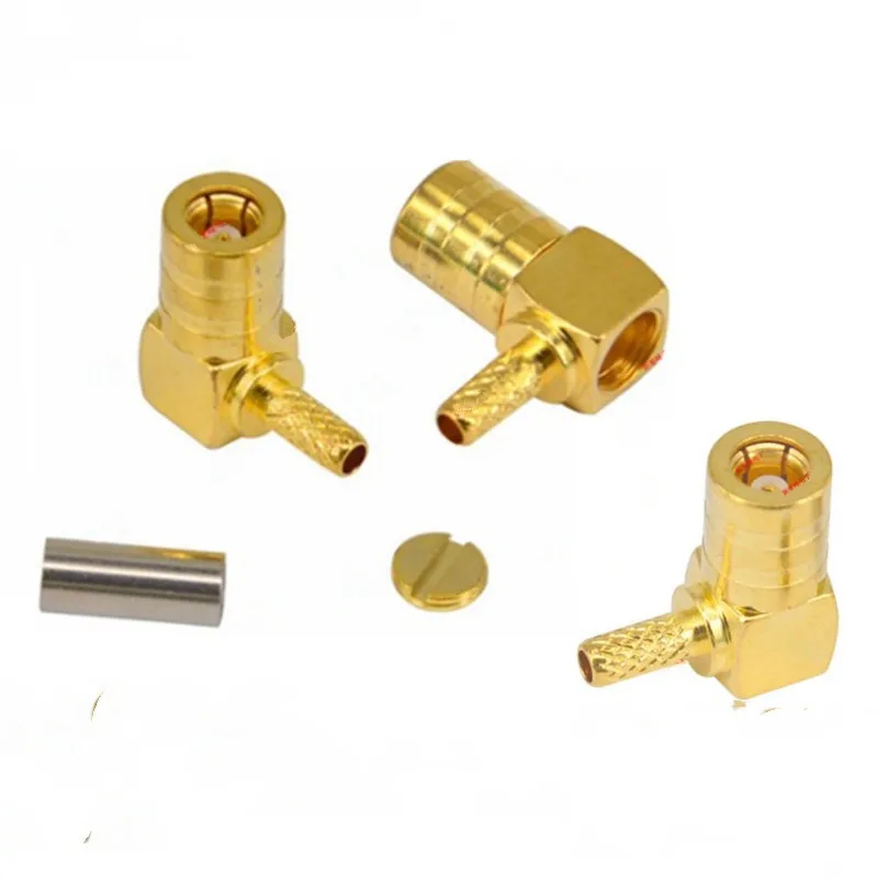 SMB Joint bend 90 degree female head plug  RF Cold press connectable RG174 RG316 50-1.5 RG178