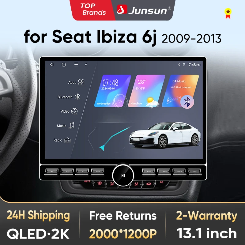 Junsun 13,1″ QLED Wireless CarPlay Android Auto Autoradio für SEAT Ibiza 6J 2009-2013 Intelligente Systeme DSP SWC RDS GPS FM BT
