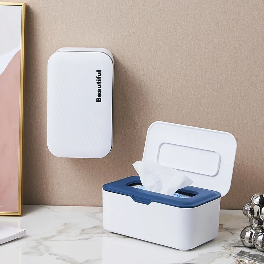 뚜껑이 있는 플라스틱 물티슈 상자, 일회용 물티슈 상자, 대용량 물티슈 냅킨 보관 바구니, 가정용 