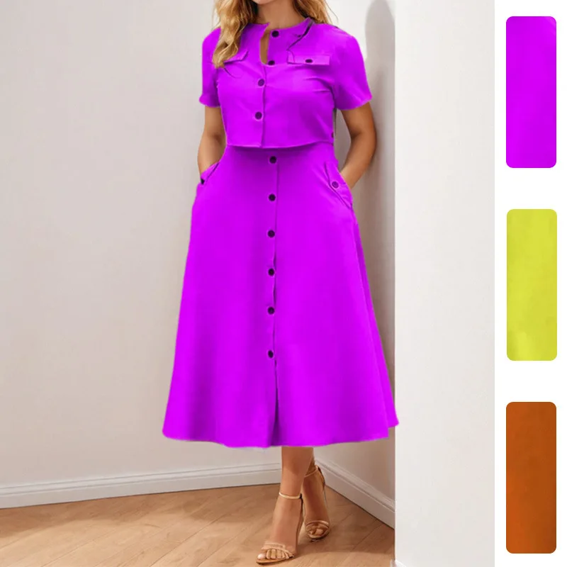 

Office Elegant Crop Shirt Skirt Two Piece Sets Women Fashion Short Sleeve Button Shirts Outfits Spring Summer Dress Casual Suit