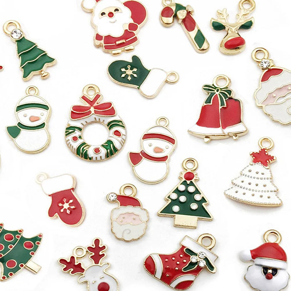 20 Pcs Necklace Charms Pendant Christmas Yule Decor Tree DIY Pendants Jewelry Making Ornaments Vintage