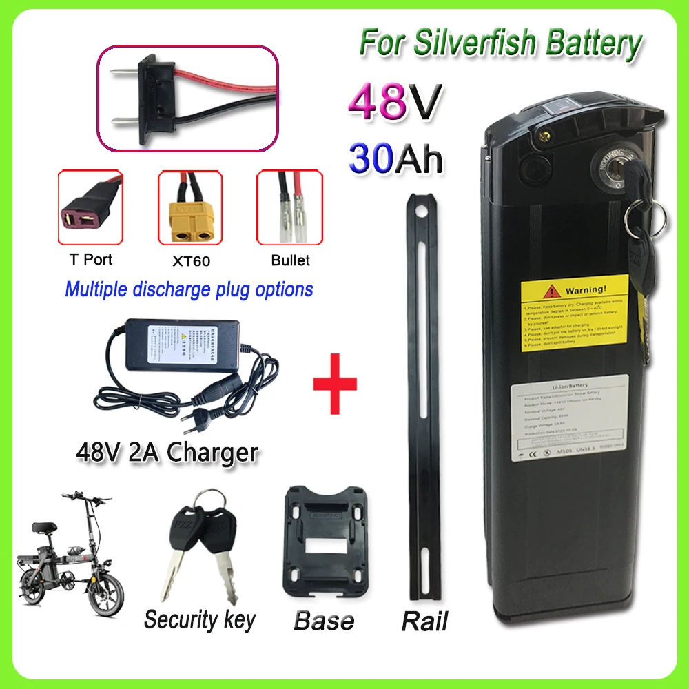 

For Silver Fish 48V 30Ah 18650 Li-ion Battery Pack ,Waterproof shell for long-lasting endurance,With charger