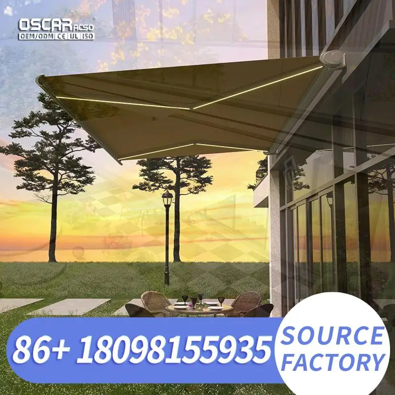 Motorized Retractable Louvered Patio Roof Waterproof Aluminum System for Garden Balcony Deck Retractable Awning