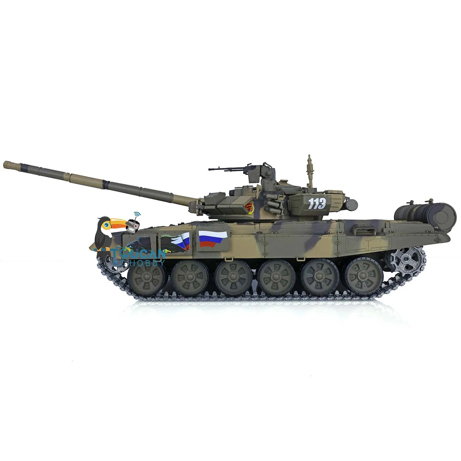 HENG LONG RC Tank 1/16 7.0 Upgraded Metal Tracks T90 3938 360° Turret Infrared Receiver Remote Control Car Smoke Toys TH17850