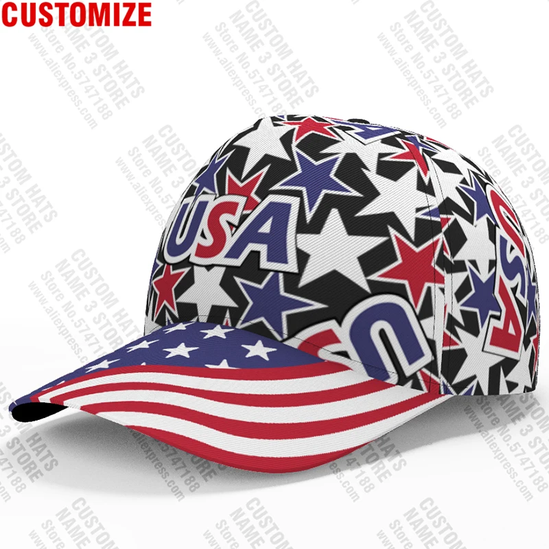 America Baseball Cap Free Custom Made Name Team Logo Us Hats Usa Country Travel American Nation United States Star Flag Headgear