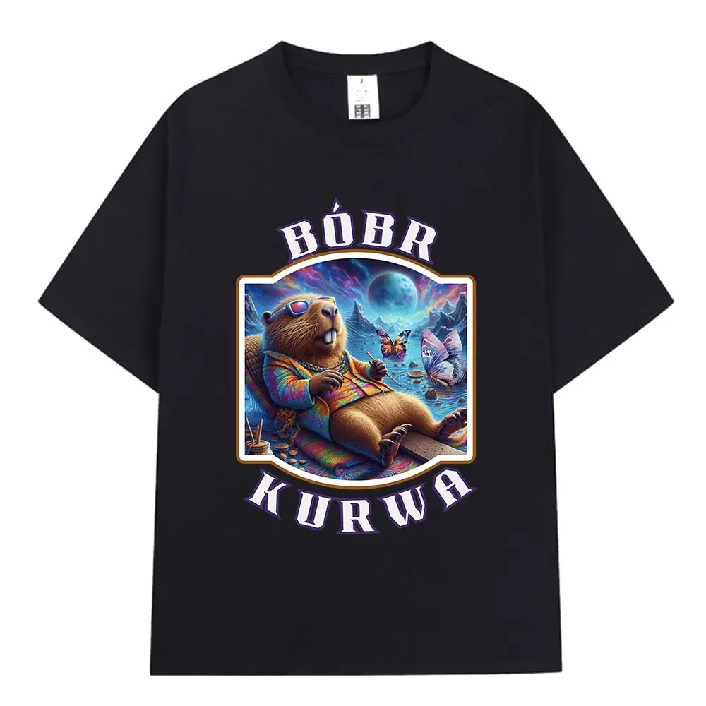 Bober Kurwa Bobrprinted short sleeved Tshirt for womenfun beaver fansstreet wearfashionable hip-hopcomfortable and loose T-shirt