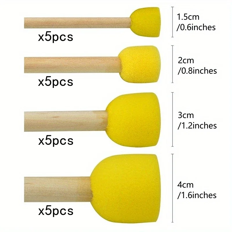 Round Sponges Brush Set Stencil Sponge Brushes DIY Painting Sponges Children Drawing Craft Brushes with Wood Handle art sponge