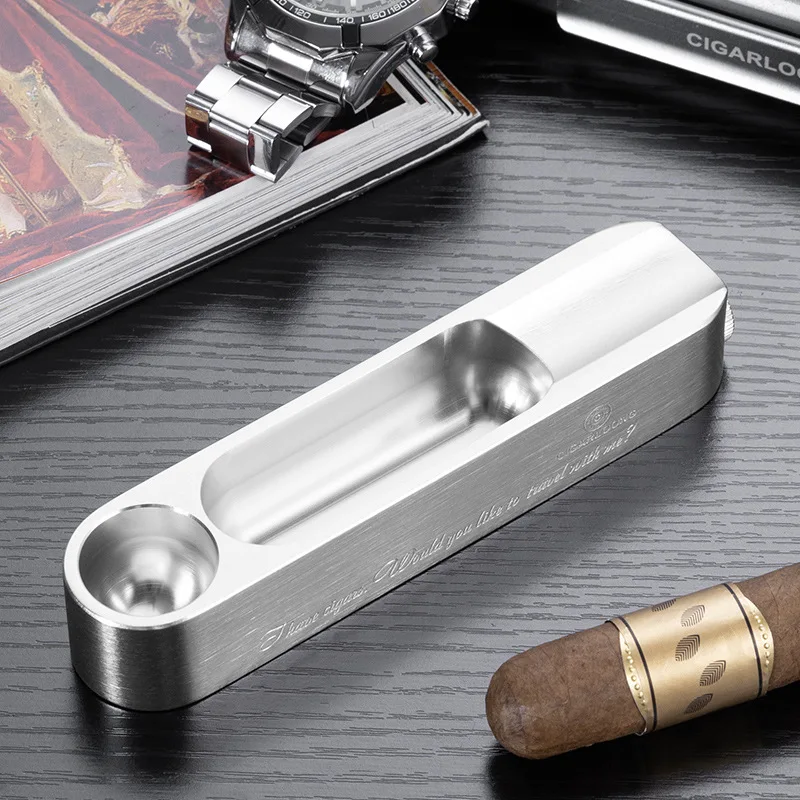 

Металлическая пепельница для сигар 3-в-1 со встроенным резаком | Двойные широкие слоты и современный дизайн | Универсальный аксессуар