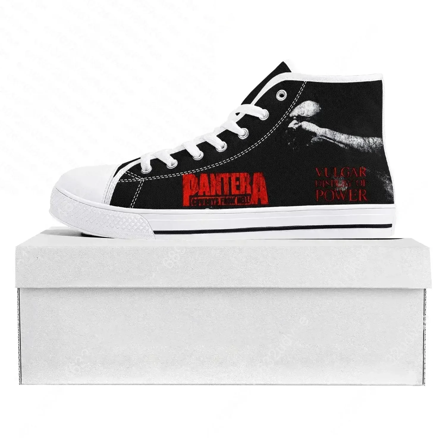 

Pantera Metal Band Pop High Top High Quality Sneakers Mens Womens Canvas Sneaker Casual Couple Shoes Custom Shoe White