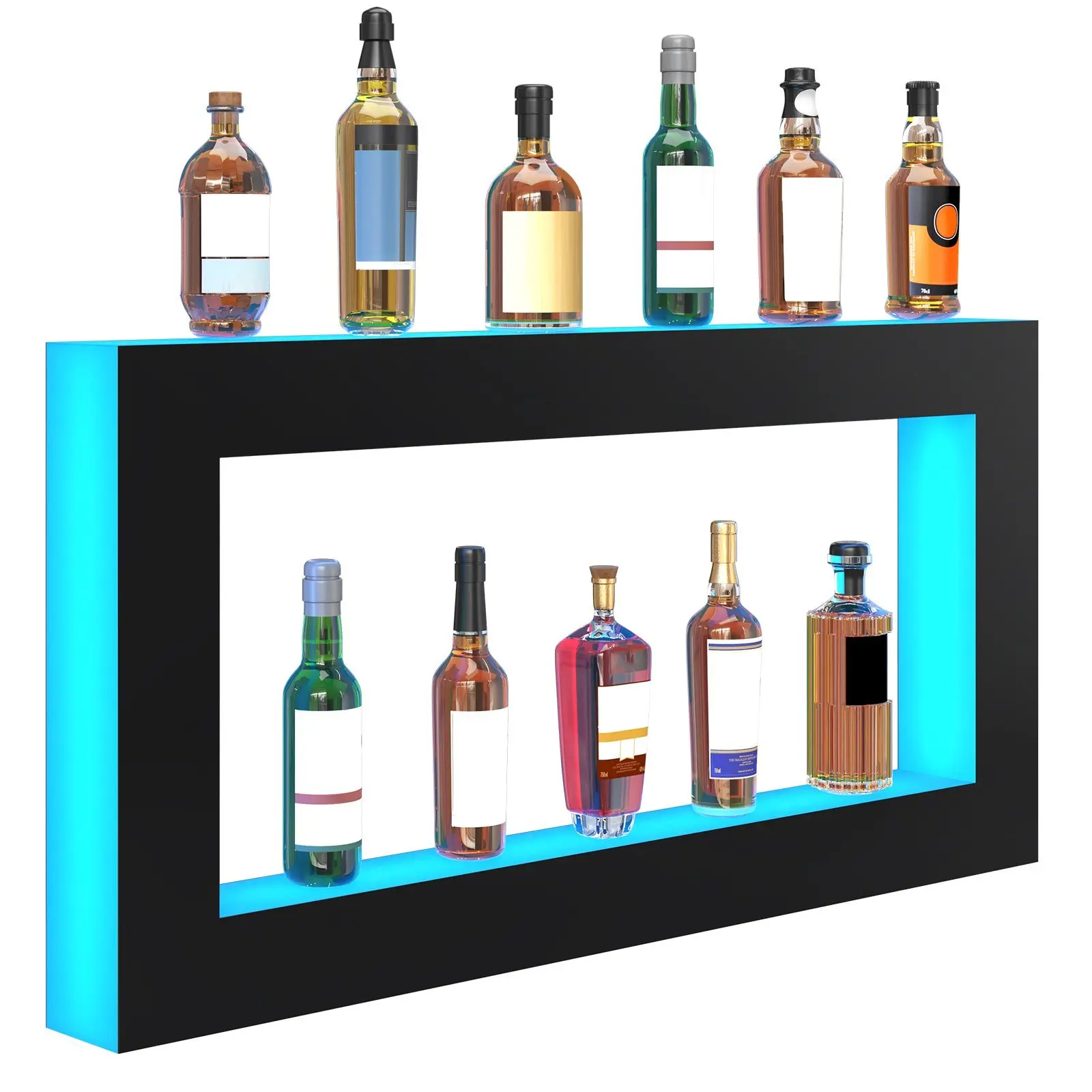 VEVOR LED Lighted Liquor Bottle Display Bar Shelf RF & App Control 48