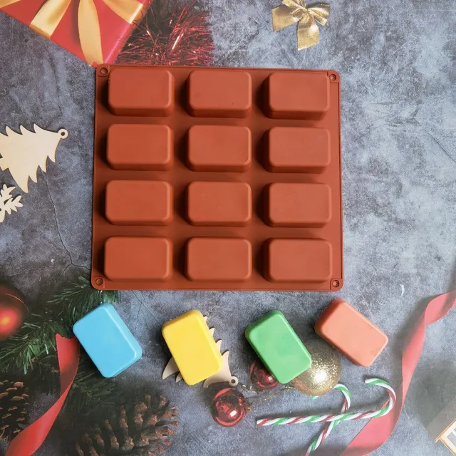 12 wnękowa kwadratowa forma silikonowe do mydła Pudding do cukierków wosk do aromaterapii foremka do narzędzie do robienia 3D ręcznie robiona