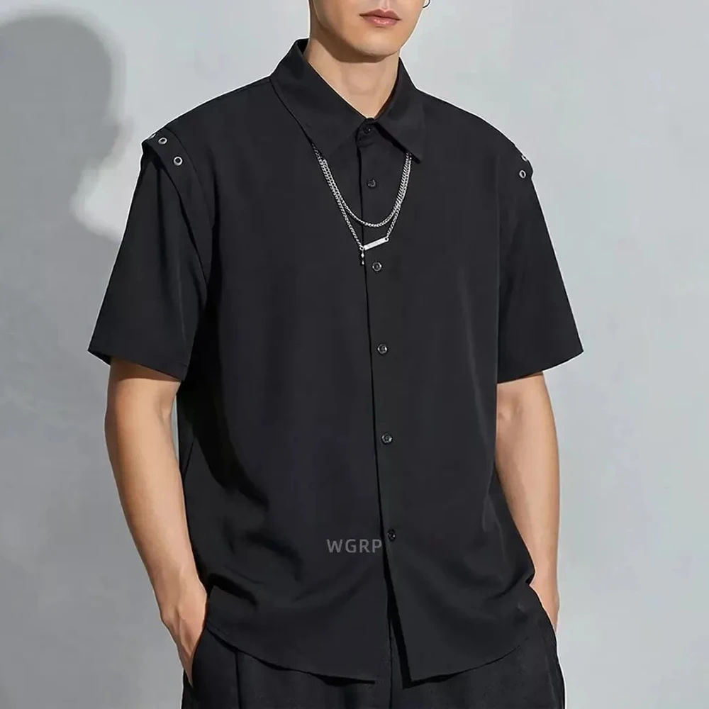 

2026 Summer New Men's Short-Sleeve Shirt American Retro Fashion Trendy High Street Loose Simple Breathable Niche Men's Top