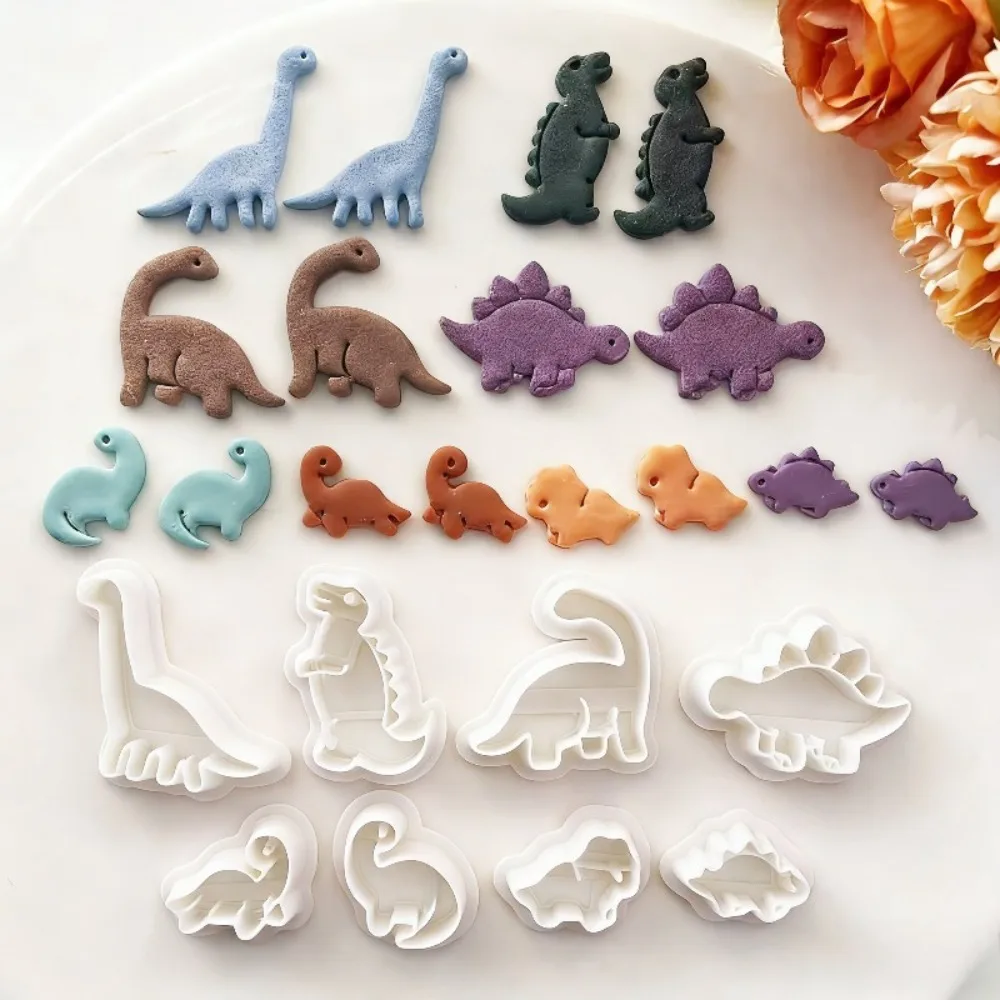 

8pcs Cute Dinosaur Clay Cutters Set Dino Shaped Molds for Polymer Clay Earrings Jewelry Making Tools Halloween Projects Crafts