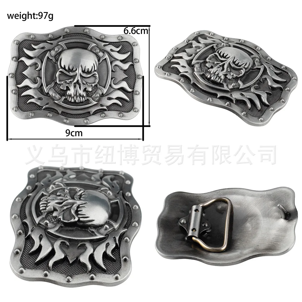 Hell Ghost Skull Belt Buckle Square Alloy Grim Reaper Pattern Street Youth Motorcycle Party Accessories