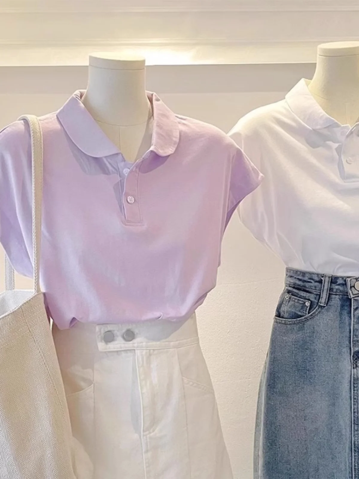 Été violet Ne ort Sve ample femmes T-shirt coréen Sle coton décontracté Faion haut confortable respirant