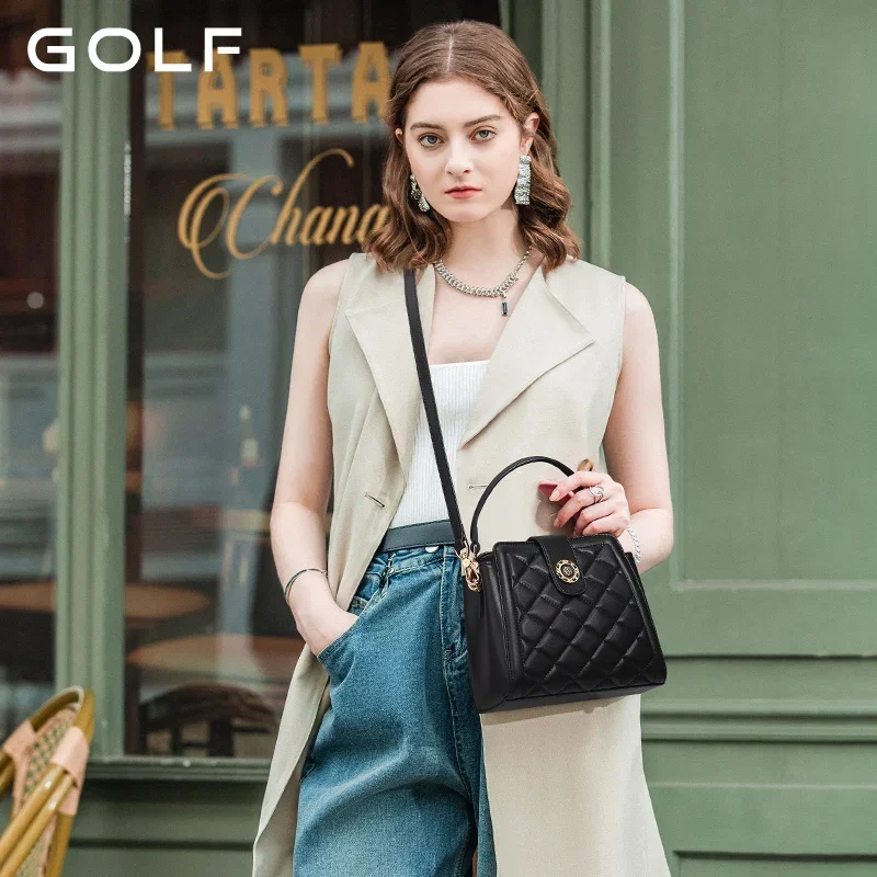 GOLF Mini torby Crossbody kobiety elegancki portfel wiadro Boston torebki kwadratowe Lingge mała torba na ramię luksusowa marka designerska torba