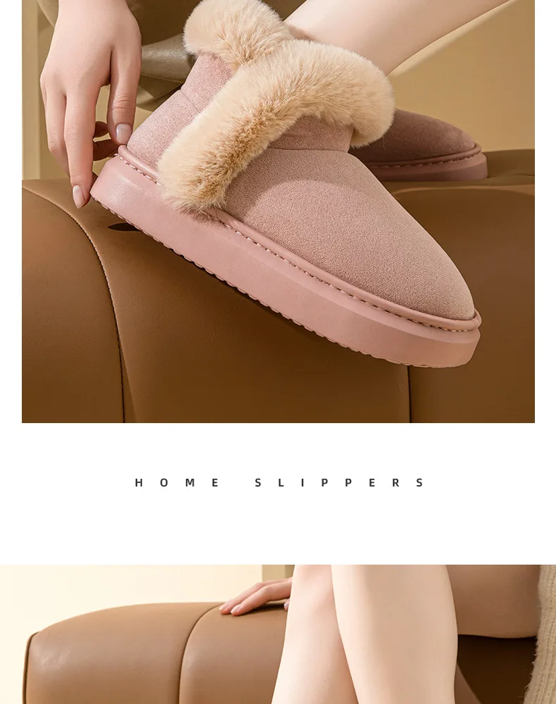 Shevalues Flauschige Schneestiefel für Damen, schlichte, bequeme Stiefeletten, Plateau-Stiefel mit rutschfester Sohle, flauschige, gemütliche, warme Damen-Baumwollstiefel – Detail 18