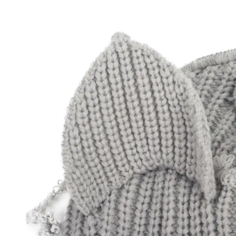 

652F Devil Ear Knit Hat for Female Winter Beanie Cap InsStyle Causal Hat Headdress Skull Hat Teens Girl Photoshooting Props