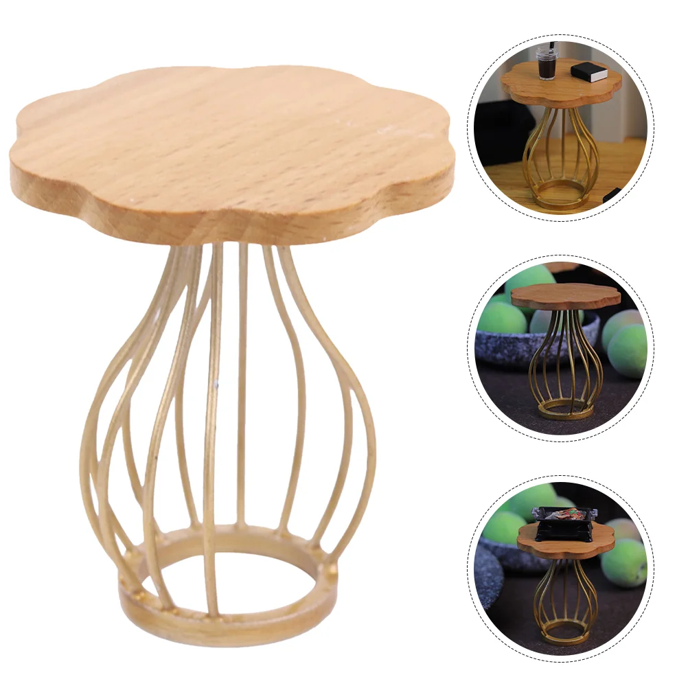 Mesa de centro en miniatura, muebles laterales para casa, mesas redondas para manualidades de madera y accesorios