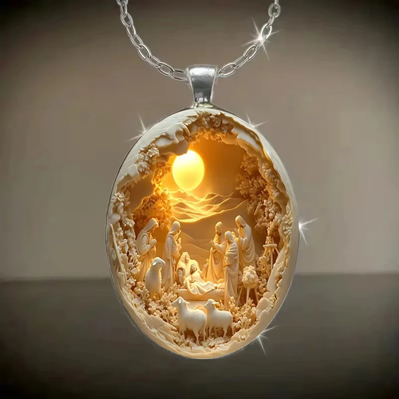 Элегантное-ожерелье-с-подвеской-из-стеклянного-сплава-овальной-формы-подходит-для-оптовых-подарков-с-друзьями