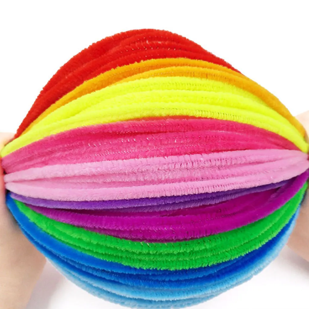 300 Stück farbige Chenille-Stiele, Bastelbedarf, biegsame Stäbchen für Bastelarbeiten, Regenbogenreiniger, große Bastelmaterialien
