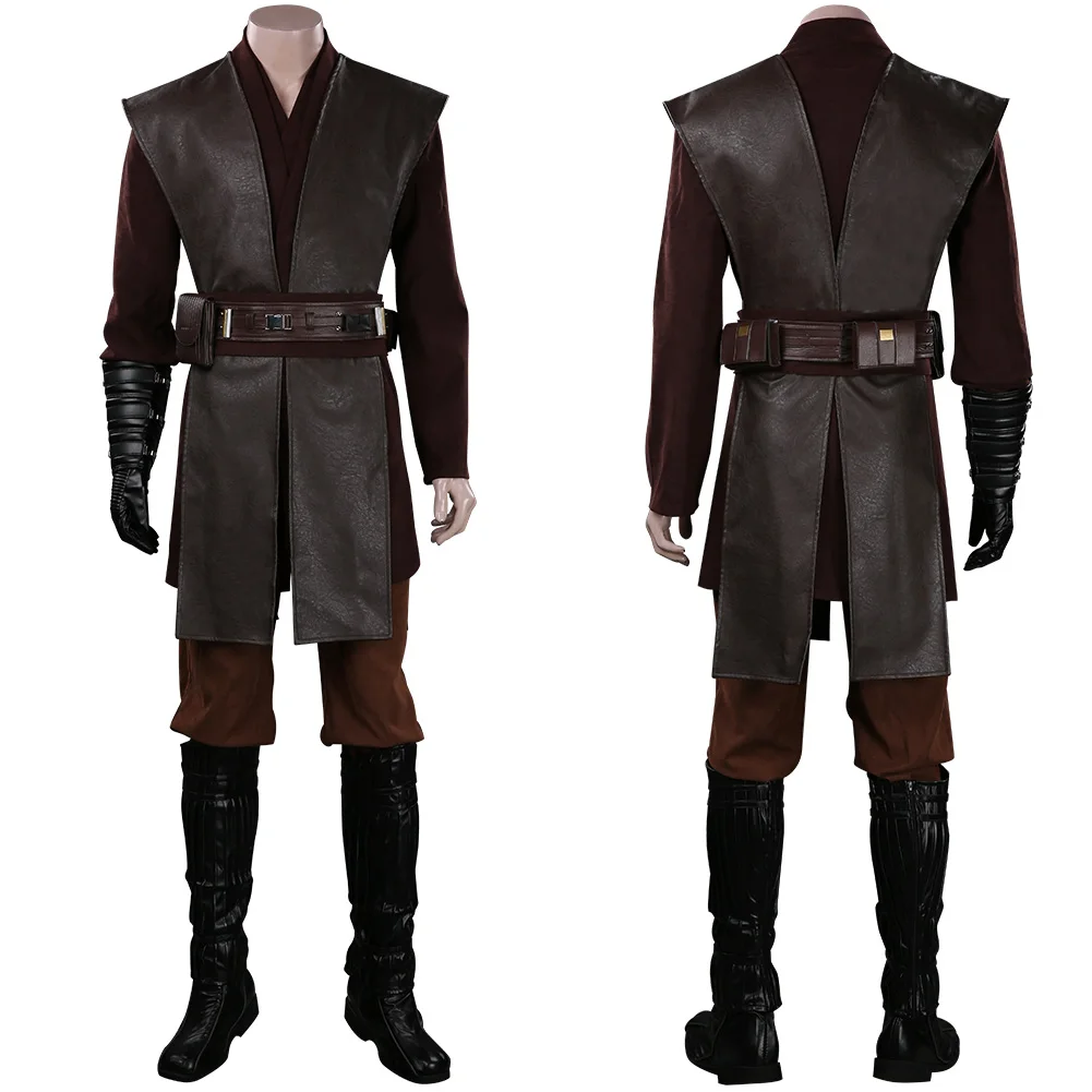 Knight Anakin Cosplay Men Costume Movie Space Battle Warrior Roleplay Leather Fantasia Clothing Adult Male Halloween Party Suit