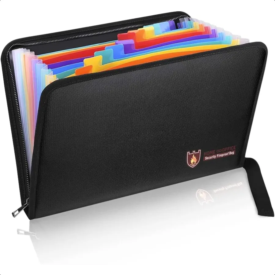 

Fireproof Document Bag Fire Water Resistant File Folder A4 Size 12 Pockets Fireproof Waterproof Safe Document Holder NonItchy S