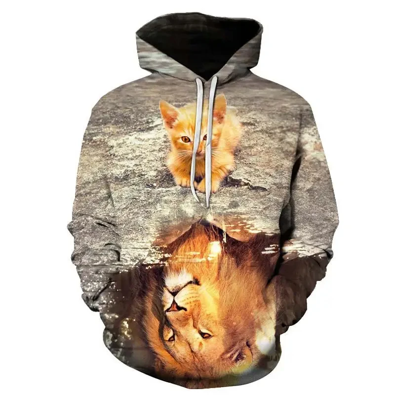 New Kawaii Hoodie 3D Printed Cat Oversize Mens Women's Sweatshirt Pullover Long Sleeve Oversized Hooded Sweatshirts Tops Clothes