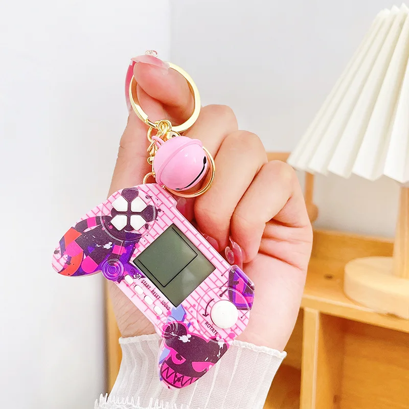 Trend Playable Handheld Mini Controller Game Console Keychain Nostalgic Hanging Toy Violence Bear Bag Pendant Key Chain Kid Gift