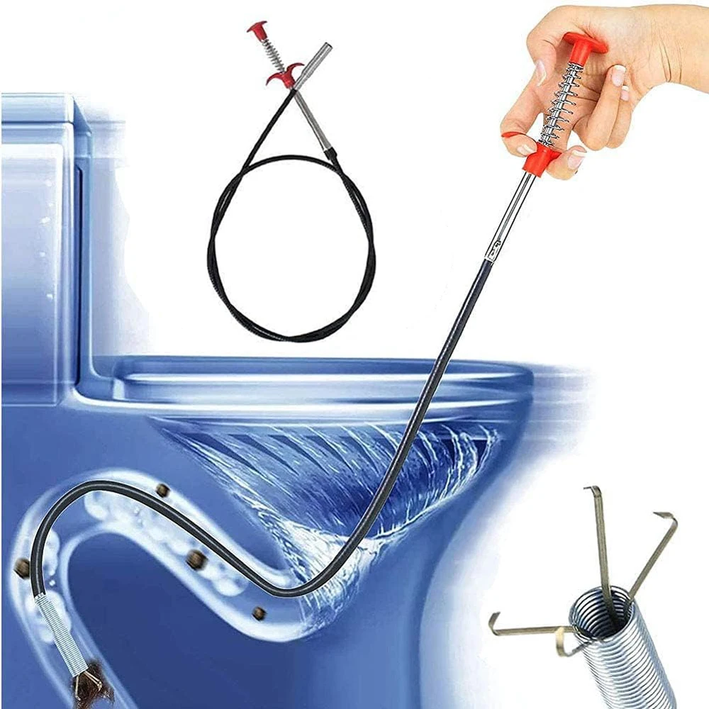 

Flexible 57cm Sewer Pipe Unblocker Snake Spring Pipe Dredging Tool Kitchen Bathroom Sewer Cleaning Kitchen Bending Sink Tool