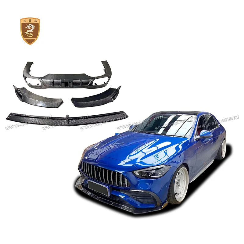 For Benz C Class 2022 W206 Upgrade MSY Style Real Carbon Fiber Front Bumper Lip Rear Bodykits Car Modification Custom Auto Parts