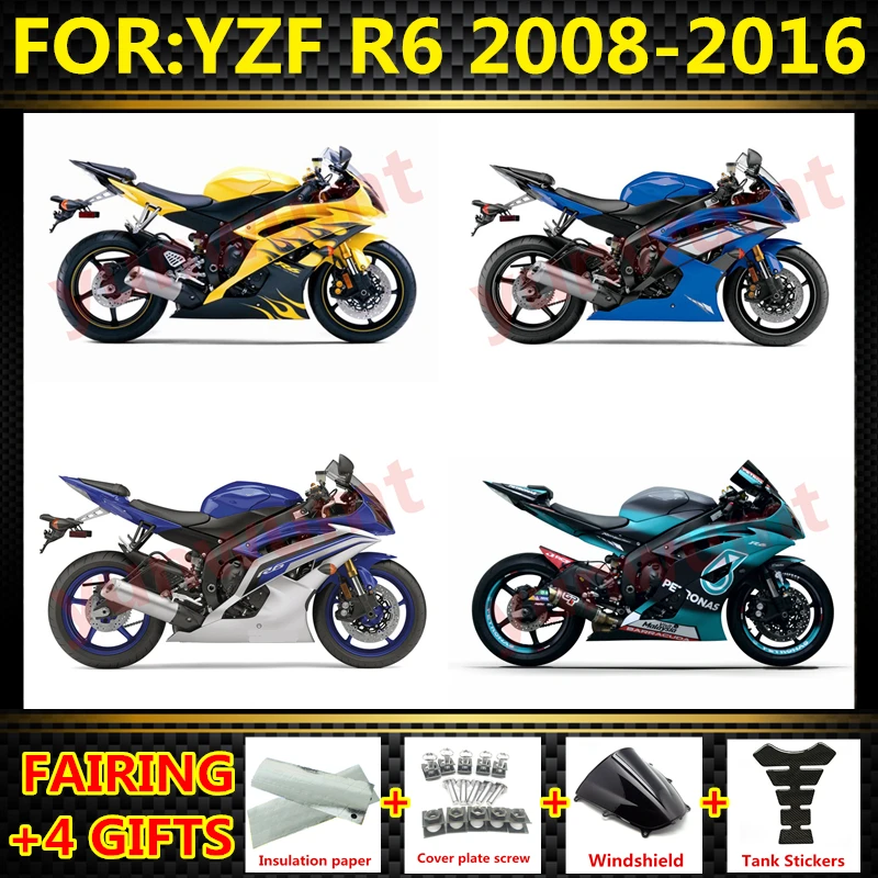 

Полный комплект обтекателей для мотоцикла, подходит для YZF R6 YFZ-R6 2008 2009 2010 2011 2012 2013 2014 2015 2016 комплекты обтекателей кузова