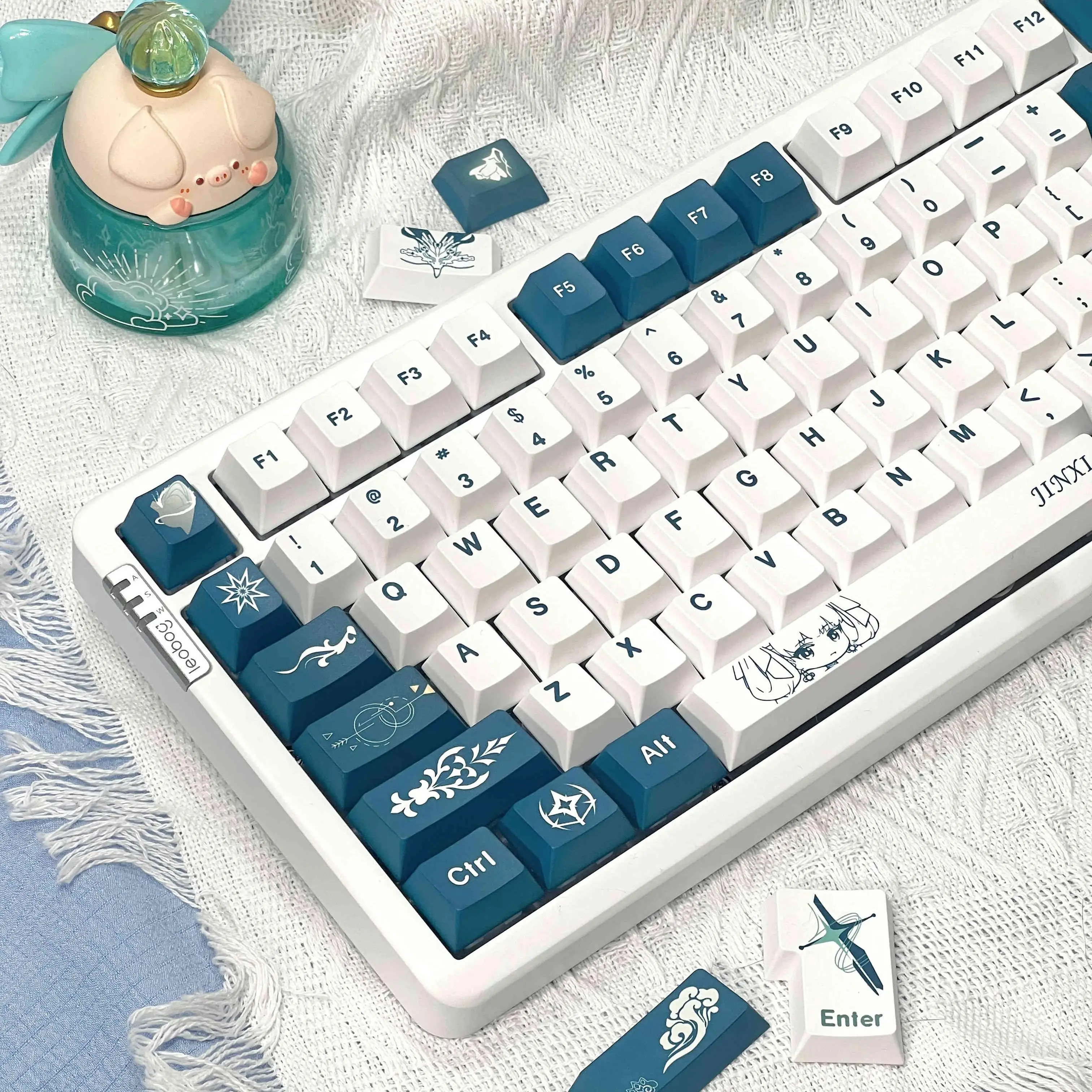 Original theme keycap-Mingchao Jinxi-143 keys-Original height PBT full five-sided sublimation mechanical keyboard