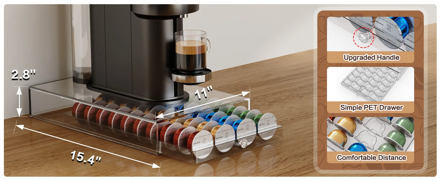 40 Stück Kaffeekapsel-Halter für Nespresso Vertuoline Dolce Verismo Vertuo Transparenter Organizer Aufbewahrungsregal für Kaffeekapseln – Detail 12