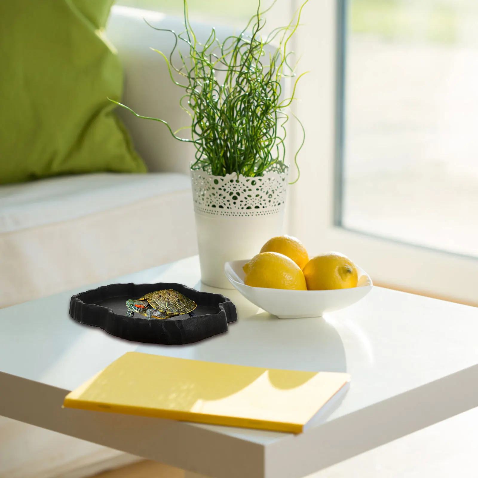 

1Pcs Reptile Food Basin High Hardness Lizard Feeder Anti-Escape Rim Pet Feeding Bowl Water Dish Durable Reptile Food Basin