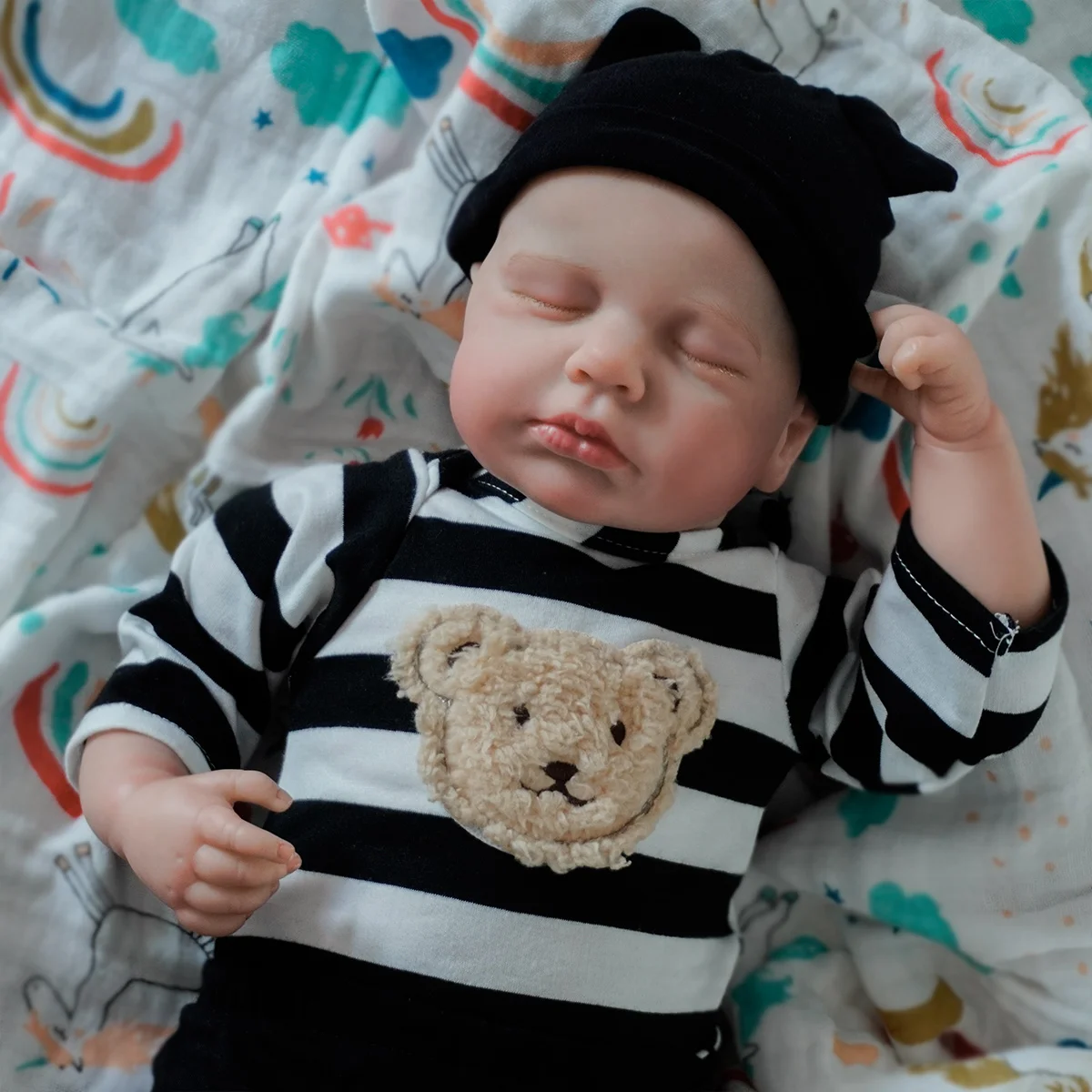 JOYORA 50CM Realistic Rebirth Baby Doll Handmade Cloth  Body Rebirth Doll 3D Skin Newborn Shaped Doll Children'S Festival Gift