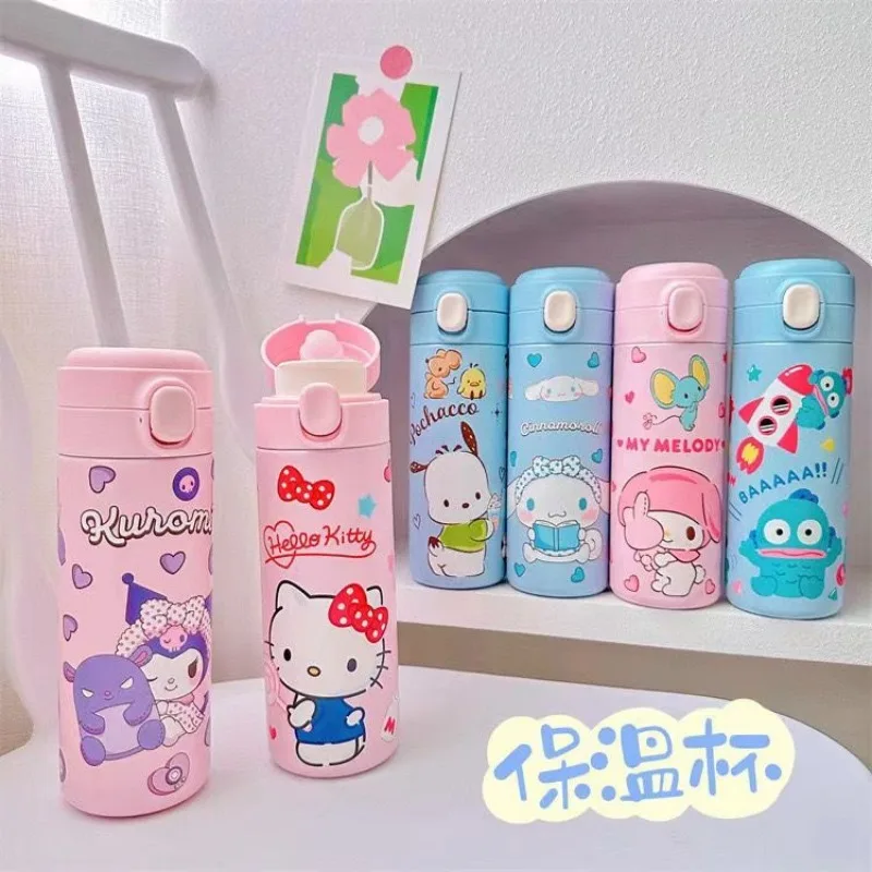 Children's Thermos Cup Cartoon Sanrio Cinnamoroll My Melody Kuromi Hello Kitty Anti-fall 304 Stainless Steel Cup Cute Stitch Cup